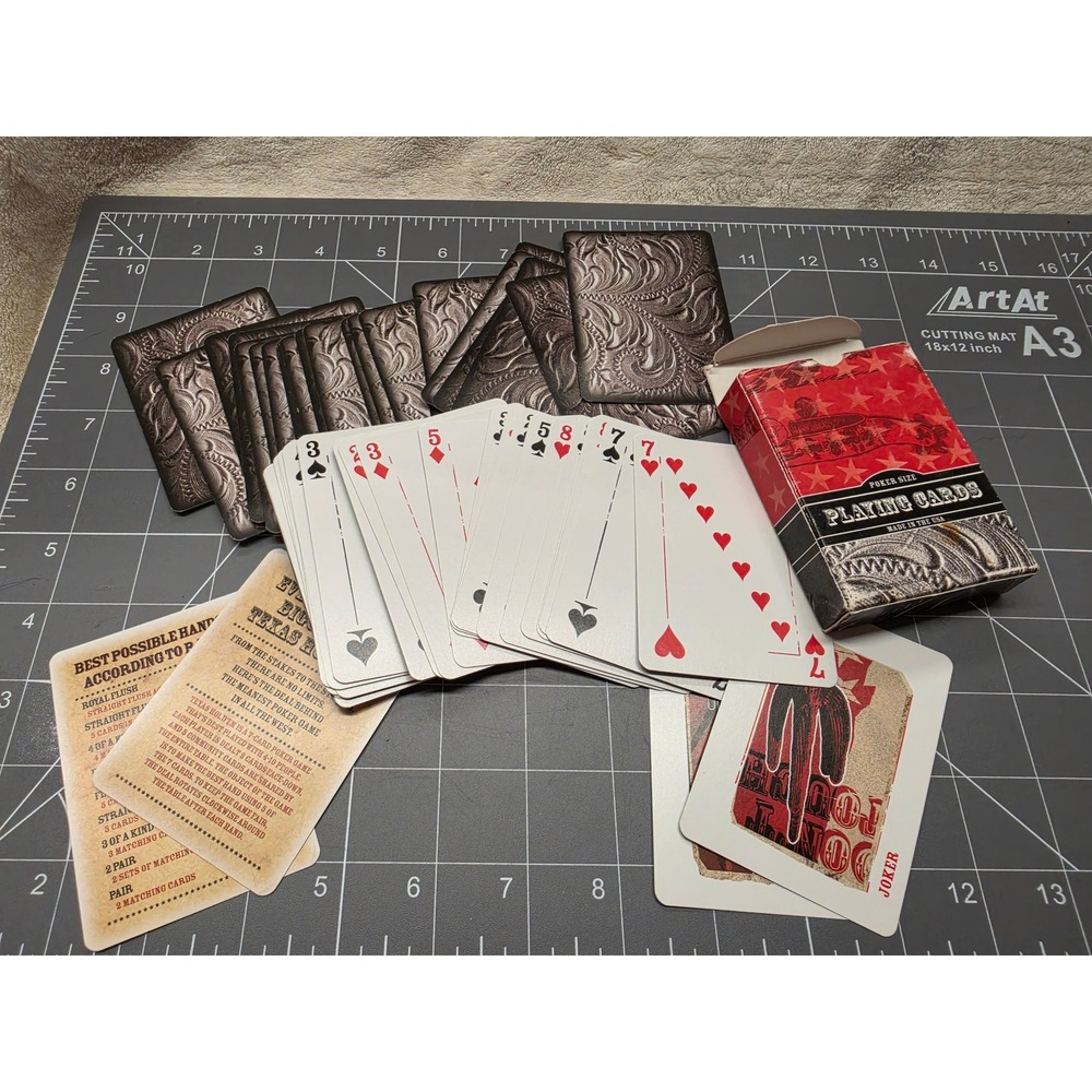 Western Embossed Leather Look Playing Cards Poker Size Texas Holdem Deck USA